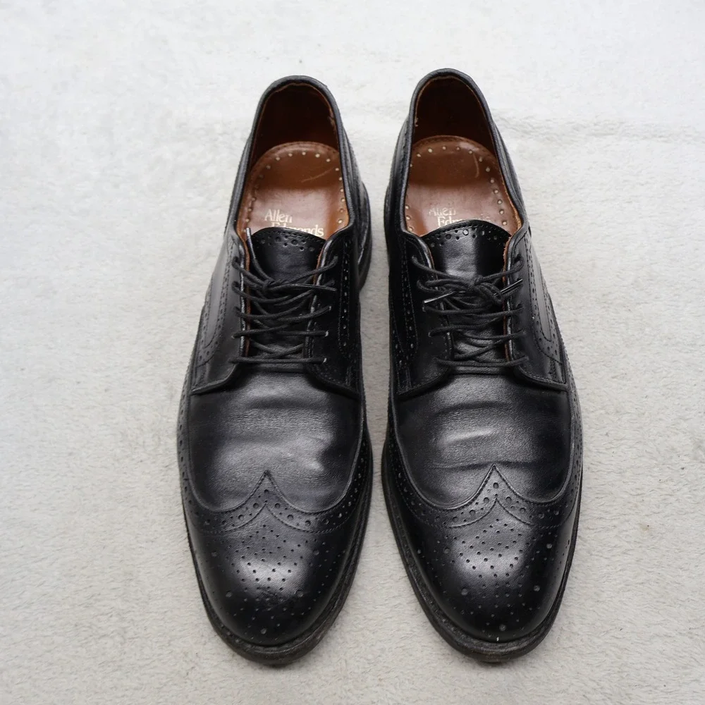Allen Edmonds Men 9.5D Oxford Black Lombard Leather Wingtip Brogue Formal USA